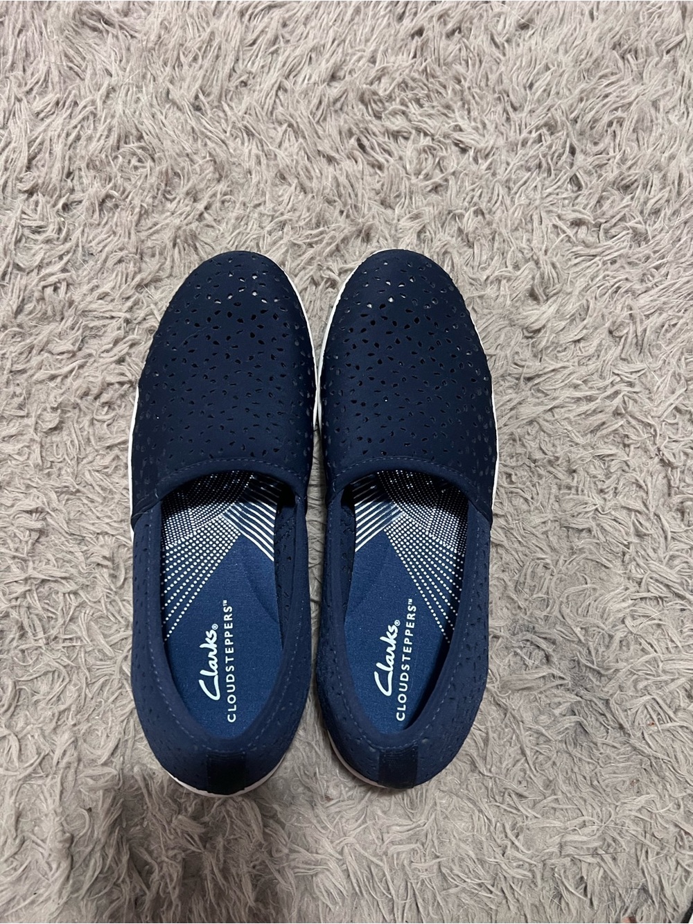 Clarks Navy Perforated Slip-On Cloudsteppers